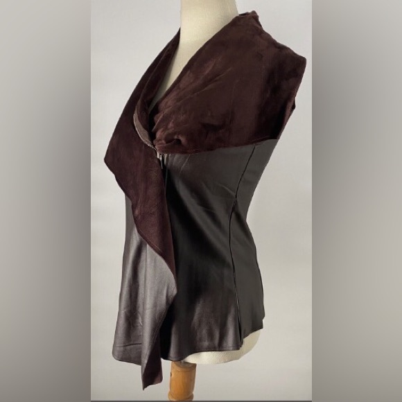 Ya ya & Co brown vegan leather and suede sleeveless vest - Picture 2 of 11